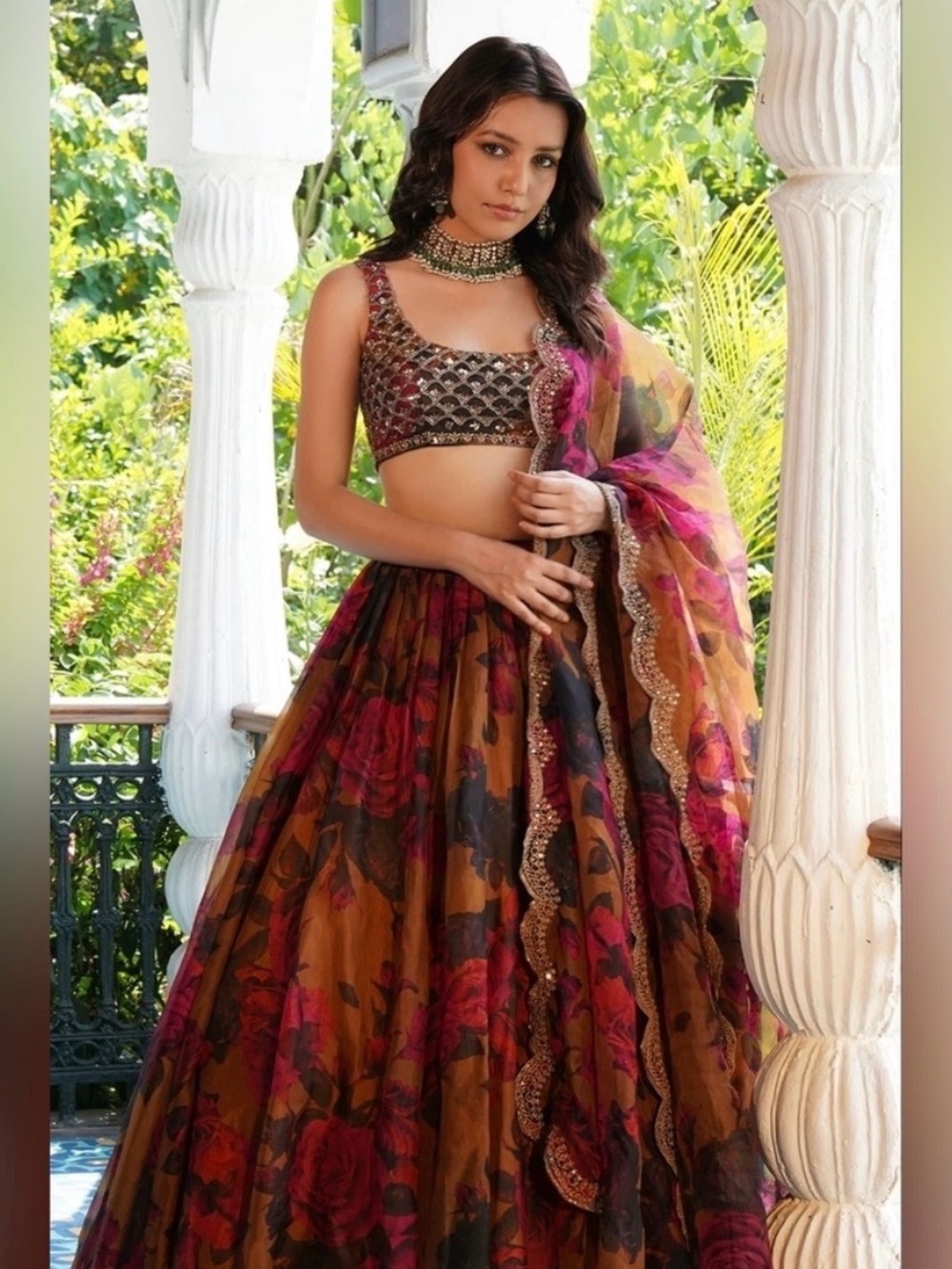 Floral Lehenga Skirt Set with Embroidery